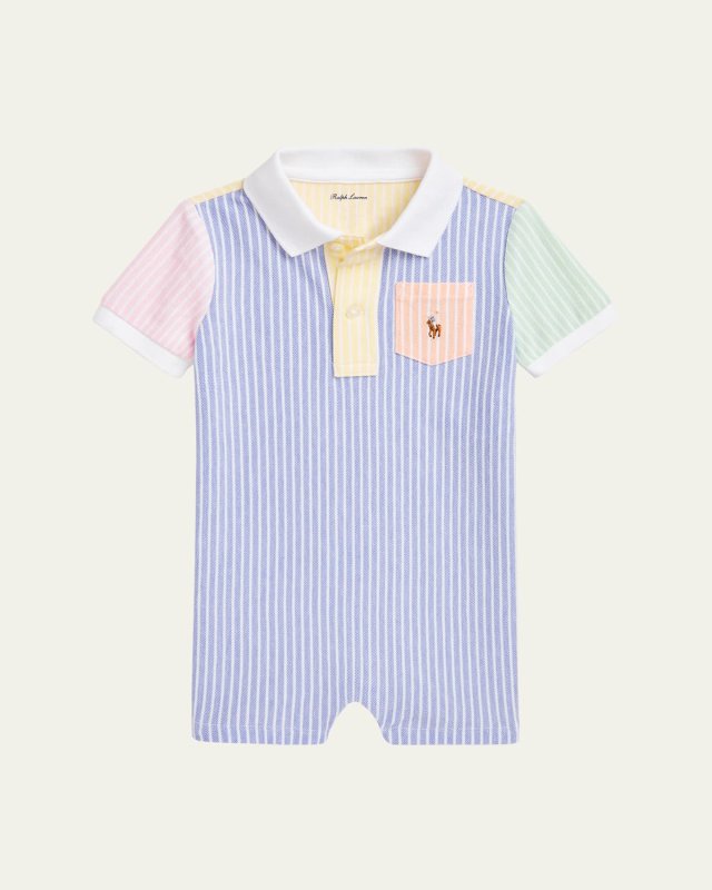 Boy's Stripe Colorblock Oxford Shortall, Size 3M-12